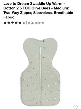 Love to Dream Sleep Sack Swaddle, Size Medium, TOG 2.5